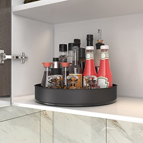 VAEHOLD Lazy Susan Stainless Steel Spice Rack Turntable for Pantry Cabinet - Decorative Trays Storage Containers Organizer for Kitchen Cabinet, Snacks, Bathroom (7 1/2 inches) (7 1/2'' Black) - color: Black, size: 7 1/2‘’
