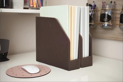 MobileVision Executive Brown Cloth Fabric Vertical File Holders - 2 Piece Combo - color: Brown Fabric