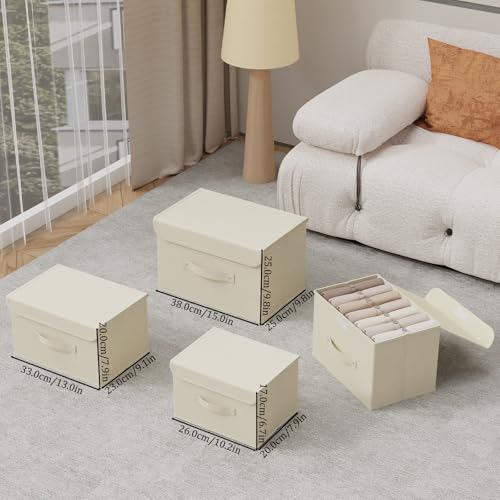 Fabric Storage Bins Cube Organizers with Flip-Top Lid and Handles,Storage Boxes for Organizing Home,Office,and Closet,Beige,3 Pack 13X9.1X7.9 in - color: Beige, size: 13x9.1x7.9in(3-pack)