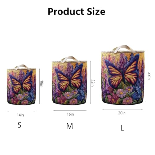 Quilted Laundry Basket with Handles, Large Soft Fabric Storage Hamper for Clothes, Toys & Blankets, Boho Floral Collapsible Basket for Nursery, Bedroom, Laundry Room - color: Colflower, size: M-16X22In