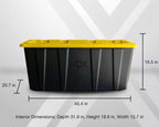 57 Gal. Tough Storage Tote in Black with Yellow Lid
