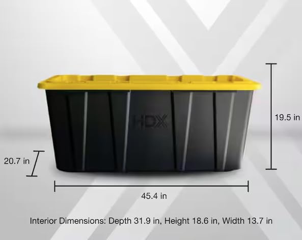 57 Gal. Tough Storage Tote in Black with Yellow Lid