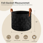 BOLDMONKEY Laundry Basket 15" x15 " x13 " 2 Pack, Round Blanket Basket with Leather Handle, Felt Storage Basket for Living Room, Nursery, Dog Toys-Dark Gray - color: Dark Gray