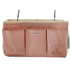 Bedside Storage Caddy Bag,Bedside Hanging Organizer Magazine Holder for Bunk bed Hospital Beds Holders Books Glasses Phones (Pink)