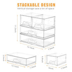 Stebopum 4 Pack Stackable Storage Drawers Clear Acrylic Organizer Bathroom Makeup Organizer and Storage for Beauty Supplies,Ideal for Vanity, Bathroom,Cabinet,Pantry Organization - style: 2 Small+2 Wide