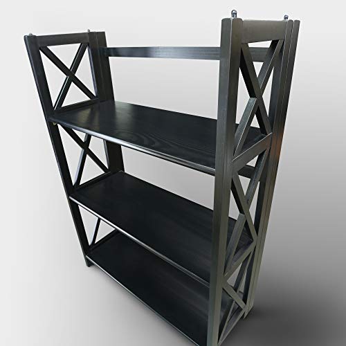 Casual Home Montego 3-Shelf Folding Bookcase, Black - color: Black, size: 3-Shelf Stackable