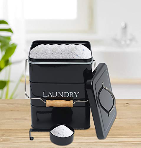 Laundry Powder Bin, Washing Powder Storage Tin with Scoop, Airtight Lid & Handles, Laundry Detergent Powder Storage Box - Perfect for Holding Pods Tablets Capsules Powder Detergent-Black - color: Black