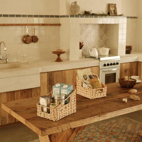 GRANNY SAYS Wicker Basket with Handles, Trapezoid Decorative Baskets, Woven Storage Baskets for Shelves, Nature, 2-Pack Wovenbaskets-TB5 Medium - color: Natural, size: 2x 10¼"D x 7½"W x 7¼"H