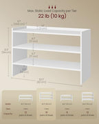VASAGLE Shoe Rack for Closet, Stackable Shoe Organizer Shelf for Entryway, 3 Tiers, 11.7 x 32.3 x 21.3 Inches, White ULBS061WZ01S - size: 3 Tiers (32.3"W)