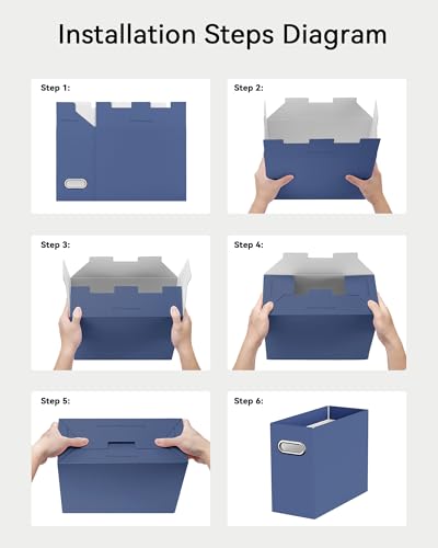 Oterri Cardboard File Organizer Box for Hanging File Folders Letter Size,File Box for Computer Desk,File Cabinet,Working Home,Office,Classroom (Navy, Letter Size - 4 Packs) - color: Navy, size: Letter Size - 4 Packs