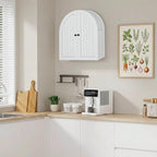 DreamDashio Arched Bathroom Cabinet Wall Mounted with Doors, Adjustable Shelves, Medicine Cabinet Over The Toilet, Wall Cabinet, Storage Cabinet for Bathroom, Laundry Room, Kitchen, White - size: 27.6"H x 23.6"W x 5.9"D