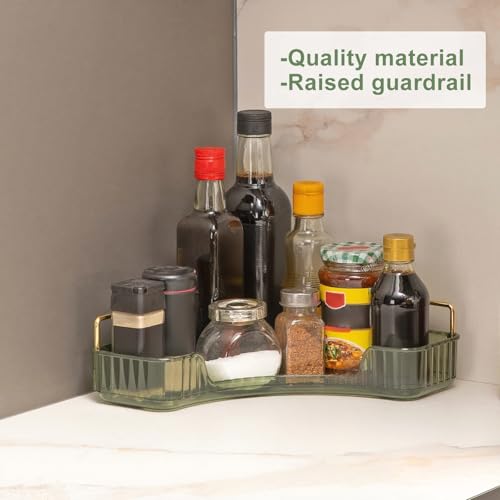INVSSENE Corner Bathroom Countertop Organizer, Vanity Organizer Trays for Counter, Makeup Organizers, Perfume Tray, Skincare Shelf Storage Gifts for Women Girl Student (Green, 1 Tier) - color: Green, size: 13.6" x 10.1" x 3.2"