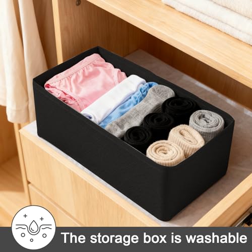 1 Pcs Drawer Organizer Storage Box for Underwear Socks Closet Divider for Wardrobe Dresser Vanity Space Saving Use(Black) - color: Black-1, size: Medium