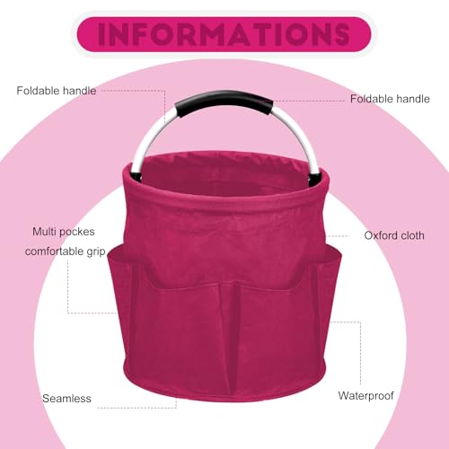 Cleaning Caddy for Cleaning Supplies,17L Cleaning Supply Caddy with Handle Foldable Cleaning Supplies Organizer Bucket Cleaning Products Organizers for Home, Garden (Rose Red) - color: Rose Red