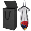 Odonata 75L Slim Laundry Hamper with Lid,Large Foldable Laundry Basket with Removable Bag and Handles Tall Collapsible Dirty Clothes Basket Great for Bedroom, Bathroom, Dorm, College,RV.(Black, 75L) - color: Black