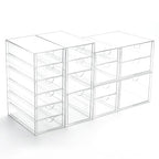 Prsildan Acrylic Drawer Organizer with 17 Drawers, Craft Office Desk Makeup Organizers Accessories, Set of 4 Clear Stackable Storage Drawers for Vanity, Countertop, Jewelry, Art Supply Organization - style: 17 Drawers