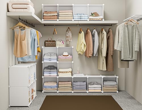 Stackable Closet Organizers and Storage 6 Cube Storage Organizer Closet Organizer for Bathroom Closet Storage for Wardrobe - color: White 1, size: 11.8 x 11.8 x 11.8 Inch