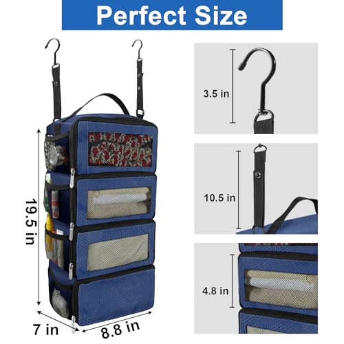 Olosar Suitcase Organizer, Travel Luggage Organizer Portable Hanging Travel Shelves Collapsible Hanging Packing Cubes for Carry on Suitcase - color: Navy blue-S, size: Small