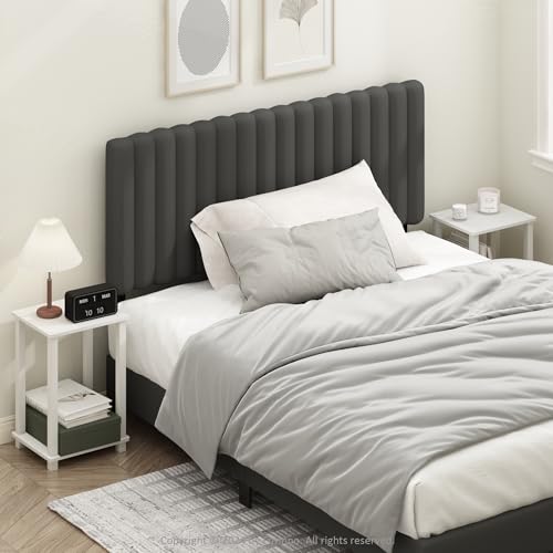 Furinno Simplistic Night Stand Set of 2, 2-Tier Small Nightstand with Open Shelf, Toolless Bedside Table, End Table, Side Table, for Bedroom, Closet, Dorm, White - color: White/White, size: 2-Tier, Square Tubes, style: 2-Pack