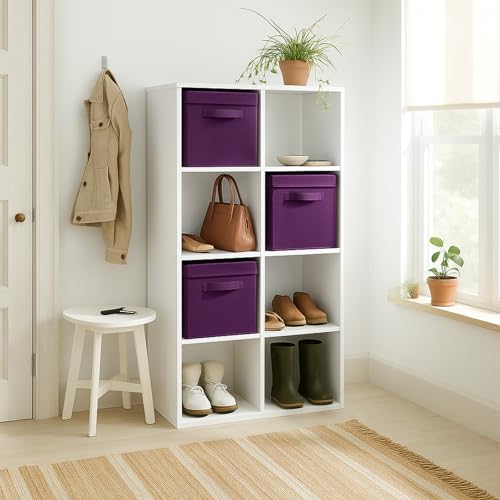 ShellKingdom Storage Bins, Foldable Fabric Storage Cubes with Lid, Clothes Storage Organizer Drawer For Closet Toys Storage, 10.5 X 10.5 X 11 INCH, 2 Pack (Purple) - color: Purple, size: 11 inch (2 Pack)