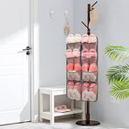 Dual Sided Hanging Closet Organizer Durable Socks Stocking Clothes Bra Accessories Storage Bag With 16 Large Pockets (Nylon Mesh Pockets)