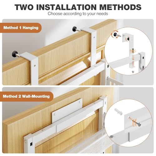 Pantry Door Organizers and Storage, 6-Tier Large Metal Heavy-Duty Frame Over the Door Spice Rack, 2 in 1 Wall-Mounted or Hanging shelf for Kitchen, Bathroom, Laundry Room, Bedroom, Closet &Nursery - color: White, size: 17.2"W-6 tier