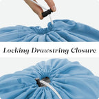 Nylon XL Laundry Bag - Locking Drawstring Closure, Machine Washable, These Large Bags Will Fit a Laundry Basket and Strong Enough to Carry up to Two Loads of Clothes (Light Blue | 22" x 32") - color: Light Blue, size: 22" x 32"