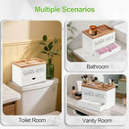 Tampon Holder for Bathroom, Feminine Product Organizer with Lid and Drawer, Wood Shark Week Tampon Storage, Lady Stuff Box for Bathroom Accessories and Toilet Organizer