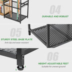 DAOUTIME Garage Tool Organizer with 2-tier Wooden Shelves, Yard Tool Organizer for Garage with 6 Hooks, Heavy duty Steel Garden Tool Rack Holds up to 35 Long Handled Yard tools for Storage, Black - size: 5 Tier