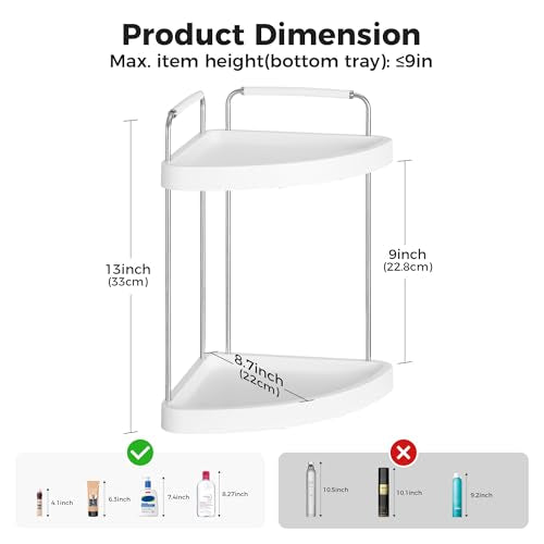 Vtopmart 2-Tier Bathroom Countertop Organizer, Vanity Dresser Counter Tray Shelf for Skincare, Perfume, Makeup, Silver - color: Silver, size: Corner