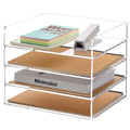 SANRUI Acrylic Stackable Letter Tray Clear Desk Paper Organizer 4-Tier Desk File Organizer Paper Sorter Holder Document Shelf Tray for Letter/A4,4-Pack - style: A4 Horizontal File Trays 4 Tier