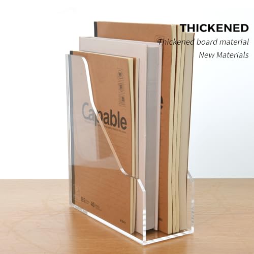 Acrylic Magazine File Holders, Classroom Organization and Storage, Clear Bookend File Sorter, Desktop File Organizer, Magazine Holder Rack for Classroom, Home, and Office - size: 1 Sections, A4