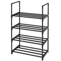 Metal Stackable Small Shoe Rack Organizer, Narrow Shoe Racks for Closets Entryway, Shoe Stand,Shoe Shelf with Handle(4-Tier-Black) - size: 4-Tier-Black