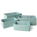 Storage Baskets Set 4 - Stackable Woven Basket Paper Rope Bin, Storage Boxes for Makeup Closet Bathroom Bedroom (Light Green) - color: Light Green