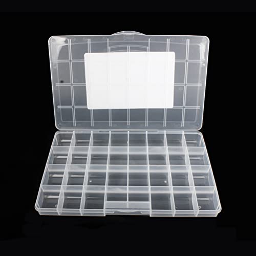 32 Grids Clear Plastic Organizer Box, Craft Storage Container for Beads Organizer, Art DIY, Crafts Jewelry Storage, Fishing Tackles, Rock Collection, 1 Pack - color: 1 Pack