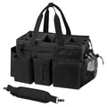 SCAVATA Wearable Cleaning Caddy Organizer with Handle & Shoulder Straps for Housekeepers, Under Sink & Car Cleaning Tool Organizer Bag with 4 Foldable Dividers (Black) - color: Black