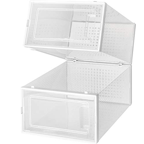 OnDisplay Clik Stackable Interlocking Shoe Box System (Standard Clear/White, Set of 4) - color: Standard Clear/White, size: Set of 4