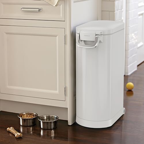 simplehuman 35 Liter, 40 lb / 18.1 kg X-Large Pet Food Storage Container for Dog Food, Cat Food, and Bird Feed, White - color: White, size: X-Large