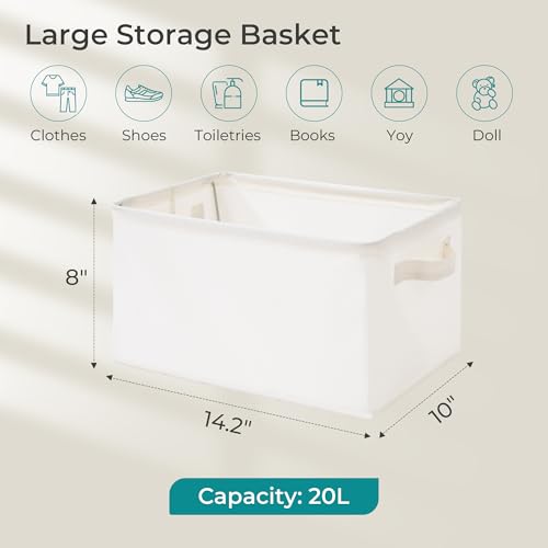Storage Basket Bins with Metal Frame, Large Collapsible Fabric Storage Baskets for Organizing Shelf, Basket Organizer W/Handles for Blankets, Towels, Laundry, Shelves, 2-Pack, Beige - color: Beige, size: 2 PACK