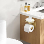 FORIOUS Toilet Paper Holder with Shelf, Adhesive or Screw Wall Mount Toilet Paper Roll Holder for Bathroom, 304 Stainless Steel Commercial Toilet Tissue Roll Dispenser with Phone Shelf (Brushed Gold) - color: Brushed Gold