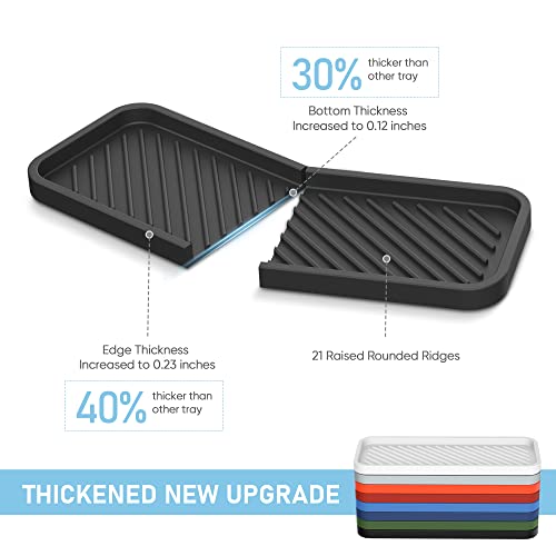 EG-SIPRO Kitchen Sink Organizer Tray,Sponge Holder for Kitchen Sink Bathroom Counter Tray Sponge Caddy Silicone Soap Holder for Soap dispenser, Bottle, Dishwashing Accessories(2-pack) - color: Blbl, size: 9×3.7inch