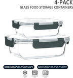 M MCIRCO [80 oz & 36 oz Extra Large Glass Food Storage/Baking Containers Set with Lids, 2 Pack 80 oz(10 cup)&2 Pack 36 oz (4.5 cup) Airtight Glass Container,Microwave,Oven,Freezer and Dishwasher - color: gray