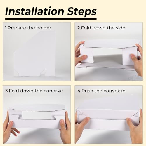 EXYGLO 12 Pack White Magazine File Holder, Cardboard Magazine Rack with Label, Foldable Storage Organizer Box for Book, Documents, 9.9x3.3x12 Inches - color: White