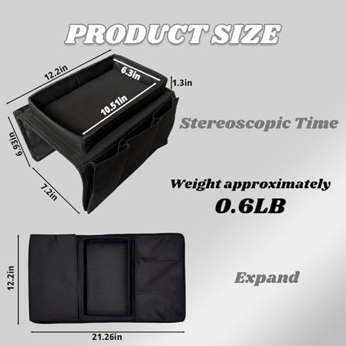 Sofa Armrest Organizer with Cup Holder,No-Slip,1 Large Pockets and 3 Small Pockets,Storage Pockets Bag for TV Remote,Cellphone,Drinks,Pen,Magazine,Snacks