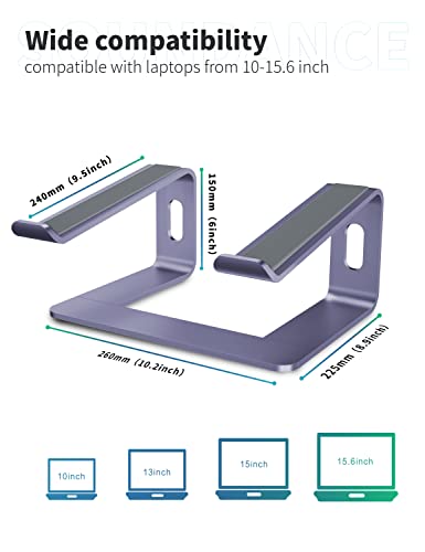SOUNDANCE Laptop Stand, Aluminum Computer Riser, Ergonomic Laptops Elevator for Desk, Metal Holder Compatible with 10 to 15.6 Inches Notebook Computer, Purple - color: J-Purple, size: For 10 to 15.6 Inches Laptop