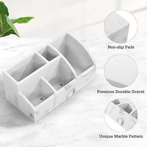 Luxspire Electric Toothbrush Holders, Bathroom Organizer Countertop Caddy 5 Slots Resin Large Toothbrush Holder Caddy Toothpaste Razor Marble Toothbrush holders for Bathroom Accessories, Gravel White - color: Gravel White, size: 5 Slots