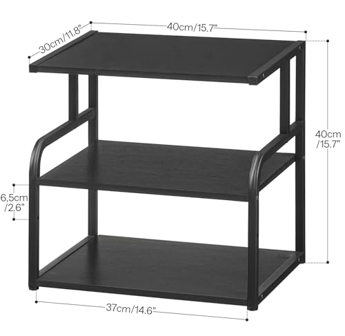 HOOBRO Printer Stand, 3-Tier Desktop Printer Table, Under Desk Printer Storage Office Organizer, Storage Rack with Adjustable Shelf, for Home Office, Kitchen, Living Room, Black BB06PS01