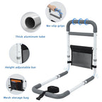 Bed Rails for Elderly Adults - 350LBS Heavy Duty Bed Assist Rail with Non-Slip Bedside Handle, Fall Prevention Safety Cane with Storage Pocket for Seniors, Fits King/Queen/Full/Twin Beds