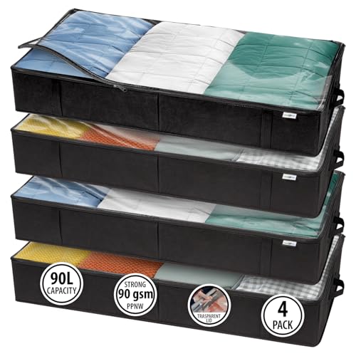 StorageExpert Closet Organizers and Storage - Maximize Space with Under Bed Storage Containers & Clothes Storage - Ideal Closet Organizer, Toy Storage Organizer & Underbed Storage (Black, 4 Pack) - color: Black, size: 4 Pack