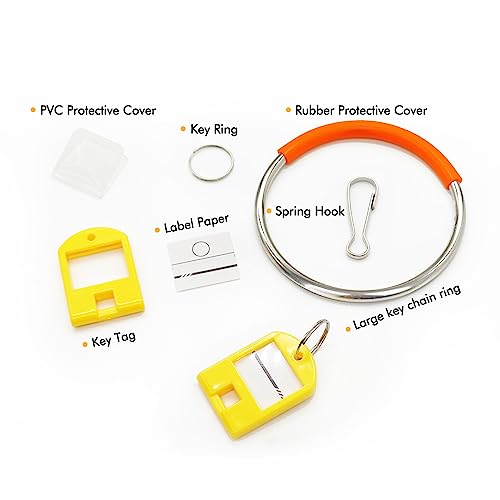 Portable Key Organizer, Key Organizer Keychain with 30 Individual Spring Hooks and Key Tags for Multiple Keys, Lightweight Key Holder for Office, Janitor, Hotel, Apartments, Car Rental